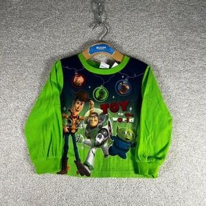 Vintage 2000s Toy Story 3 toddler 4t green graphic long sleeve sleep shirt